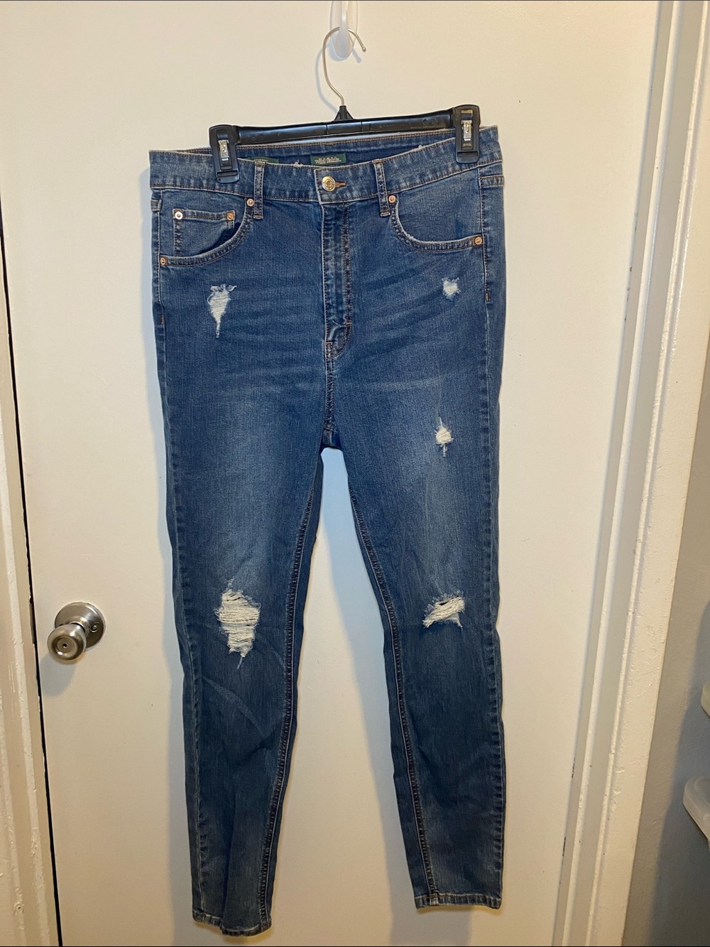 wild fable Dark Blue Distressed Skinny Jeans